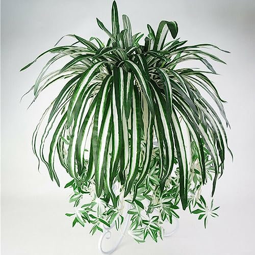 Lioaeust Artificial Green Plant,Artificial Silk Fake Chlorophytum Orchid Spider Plant Grass For Home/Garden Decor