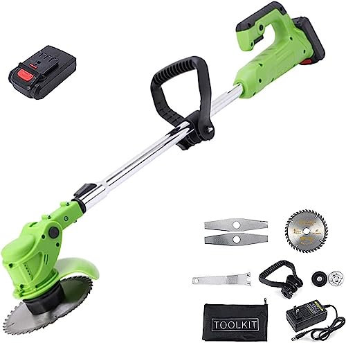 RUTAVM Portatile in Mano Tagliaerba Portatile Tosaerba Elettrico telescopico Cordless Weeder Giardino Potatura Strumento Decespugliatore Accessori Completi Batteria al Litio Ricaricabile 24V