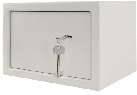 SUBTLETY Cassaforte per mobili, 31 x 20 x 20 cm, con serratura a doppia barba e 2 chiavi, cassaforte da parete per contanti, oggetti di valore, cassetta da parete per casa hotel (L)