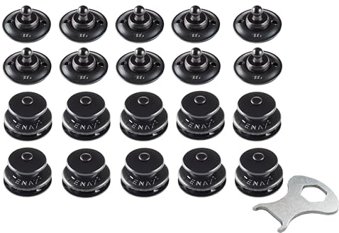 Tenax Knöpfe schwarz 10 Oberteile + 10 Unterteile Stoffschrauben + 1 TENAX-Schlüssel
