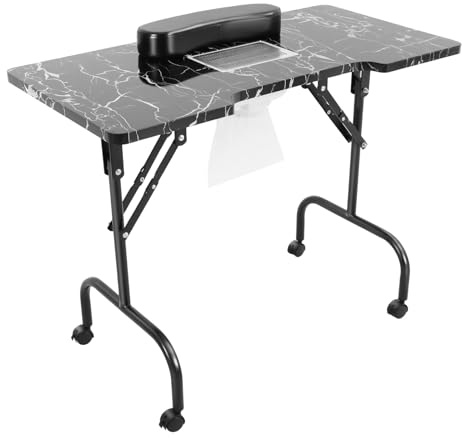 Manikyrbord, manikyrbord, nagelbord, utrustat med motoriserat, dammutsugning, dammpåse, bärbart manikyrbord, bärbart manikyrbord, bärkasse med rullar. 90 x 40 x 72 cm