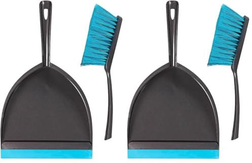 Elliott Large Garden Dustpan and Brush,Ideal for Cleaning In and around Home and Garden,Strong Synthetic Fibres suplied with in a coordinated Grey and Blue Colour (Pack of 2)