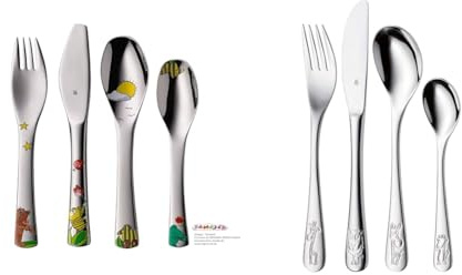 WMF Janosch Kinderbesteck Set 4-teilig, Kinderbesteck Edelstahl & Safari Kinderbesteck Set 4-teilig, Kinderbesteck Edelstahl