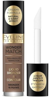 Eveline Cosmetics Wonder Match Flüssiger Bronzer - Ultraleichte cremige Formel für alle Hauttypen und -töne, einfache Anwendung, langanhaltendes Finish, erhältlich in zwei Nuancen