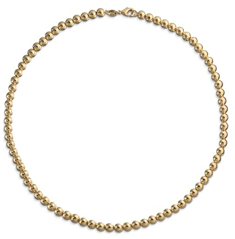 Bling Jewelry Classic Simple Small 6,MM Round Bead Station Ball Necklace For Women Teens Shinny Polished Yellow Gold Plated 16 Inch