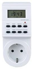 Temporizador electrónico semanal con Enchufe, programable, Color Blanco; Ideal para automatizar Dispositivos y gestionar Horas de Uso.