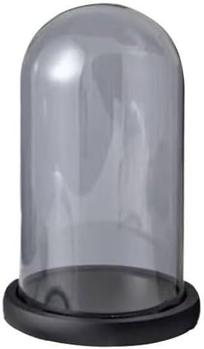 Frascos de vidrio de visualización de sobremesa, 1 campana redonda de cristal con forma de cúpula, decorativa de mesa, con base negra for plantas, figuras coleccionables, velas, medallas(15*35cm)