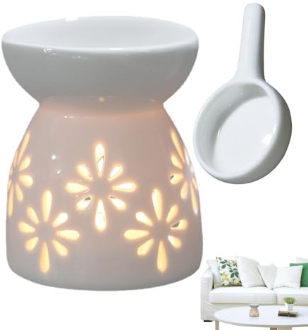 Sc-entsy - Lámpara de fragancia, lámpara aromática de cerámica, con portavelas, quemador de aceite esencial, quemador de aceite esencial, cera aromática, para casa o dormitorio