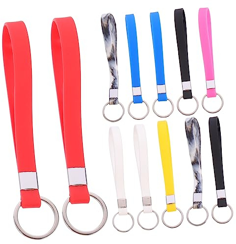 BESTYASH 12pezzi Portachiavi in Silicone Braccialetto Fasce Da Polso Per Donna Braccialetto Portachiavi Decorativo Ciondolo Chiave Liscio e Resistente