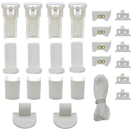 24-teilige gefaltete Blind-Ersatzteile und 10-Meter-Seil für Rollvorhang, Fenster-Schirm-Montage Klemme Unterstützung Ersatz Zubehör Set