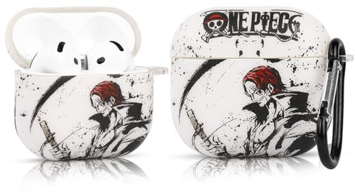 LEWOTE Compatibile con Apple AirPods 4 Custodia Protettiva Divertente Carina Cartone Animato Cover con Portachiavi [Serie One Piece] (Shanks)