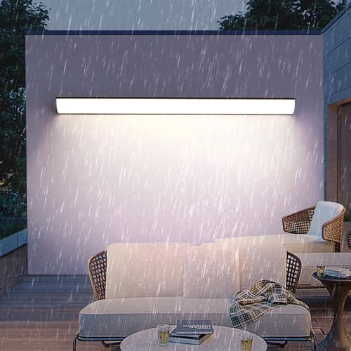 LED Außen Wandlampe IP65 Wasserdicht Außenbereich Gärten Wandleuchte Villa Wandbeleuchtung Innen/Außenleuchte Lange Aluminium Acrylplatte für Gärten Villa Terasse (Schwarze-Neutrales Licht,150cm)