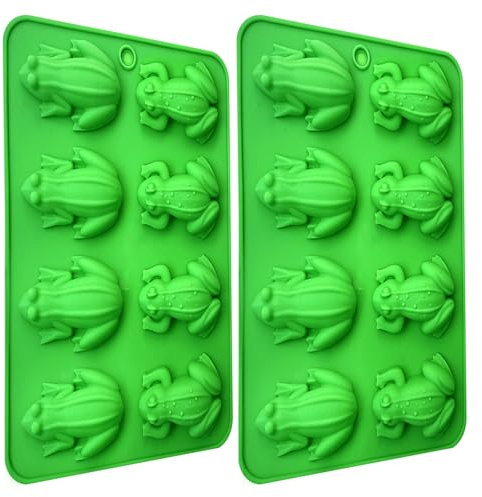Lot de 2 moules en silicone en forme de grenouille au chocolat pour anniversaire, fête, décoration de gâteau, fête de magicien, seder, grenouilles au beurre d'arachide, cuisine d'Halloween, bac à