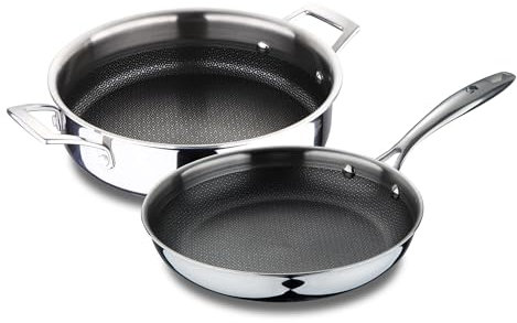 Juego de Sartén Ø24x4,7cm + Cacerola baja Ø24x5cm en acero inoxidable MasterPRO