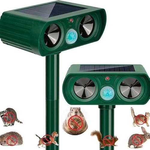 2 repelentes de gatos para jardines del Reino Unido, espantadores de gatos para jardines, repelente solar ultrasónico de gatos con detección de movimiento impermeable, adecuado para repeler gatos