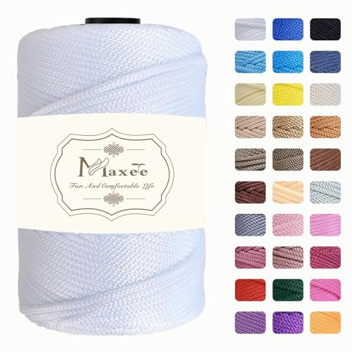 Maxee Macrame Yarn 3 mm x200m,Premium Polyester garn 1 er Pack (je 230g/200m),100% Polypropylene für Handwerk, Heimdekoration, Teppiche, Handtaschen, Taschen, Hängetaschen, etc, mit insgesamt 31 Farbe