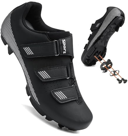 Hixingo Fahrradschuhe Herren SPD Damen MTB Radsportschuhe Adulta Mountainbike Schuhe Unisex Sneaker Atmungsaktive Indoor Outdoor Radschuhe Fahrrad Indoor Schuhe (Schwarz,45)