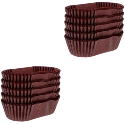 Zerodeko 2pcs Grease Oval Cake Paper Tray Baking Cups High Temperature Resistant Bread Paper Tray Cupcake Liners for Muffins Cake Balls and Bread Baking Food Grade Safe Chocolate Color