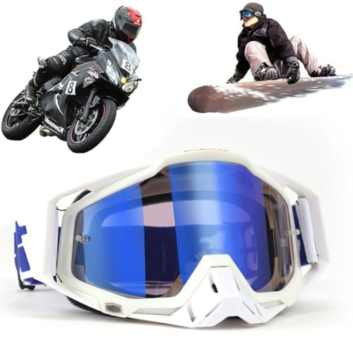 Yoihuqi Gafas de motocross a prueba de viento y polvo, gafas de motocross, gafas de esquí, gafas para bicicleta de tierra (Blanco 2)