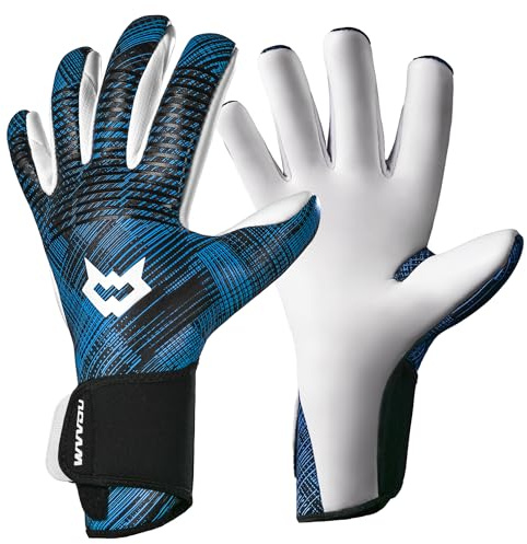 WVVOU Premium Adult Youth Goalkeeper Gloves Breathable High-Performance with 4+3mm Sticky Grip Latex Palm Including Guantes De Portero (BlackBlue, 10)
