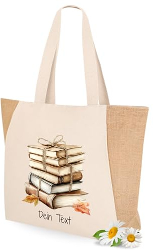 GRAZDesign Einkaufstasche mit Namen personalisieret, Kuh im Herbst Geschenk zum Abschluss Taschen mit Reißverschluss Baumwolltasche Shopper XXL