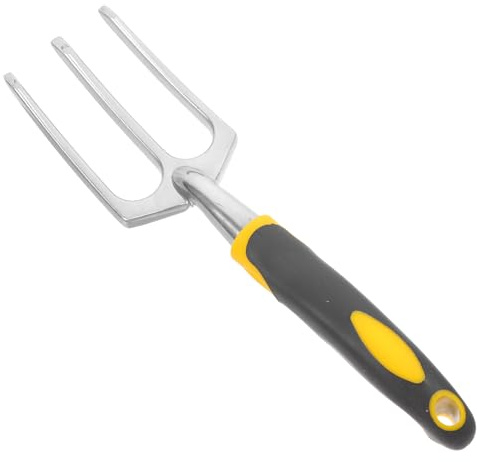 COLLBATH Forchetta da Giardino Piccola in Acciaio Resistente Denti Rastrello Mano Ergonomico per Orto Bonsai e Piante in Vaso Strumento Robusto per Terreni Compatti e Aerazione Rapida