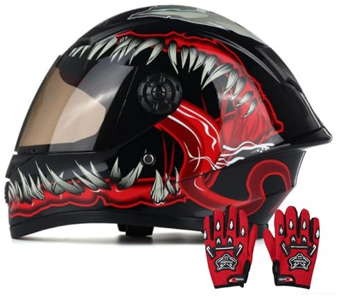 Casco Integrale Da Motocross Per Bambini, Omologato ECE 22.06, Casco Da Scooter, Caschi Da Moto Per Bambini, Casco Di Sicurezza Per Bambini Dai 4 Ai 12 Anni 12,M/(49~50cm)