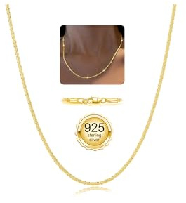 BAROROBA Sterling Silver/Gold Chain Necklaces for Women Ladies 925 Thin Silver Chain Women's Jewelry Gifts 14 16 18 20 22 24 Inch