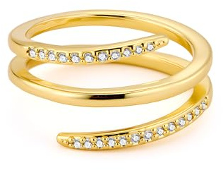 14K Gold/Sterling Silver Rings Women Zirconia Multilayered Rings Adjustable | ALEXCRAFT 14K Gold/Sterling Silver Rings Women Zirconia Multilayered Rings Adjustable Eternity Promise Hypoallergenic Gifts