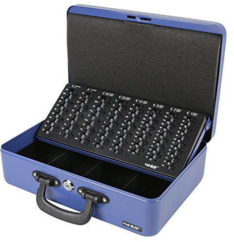 HMF 22037-05 Geldkassette Geldzählkassette 2 Tragegriffe, 36 x 25 x 11 cm, blau