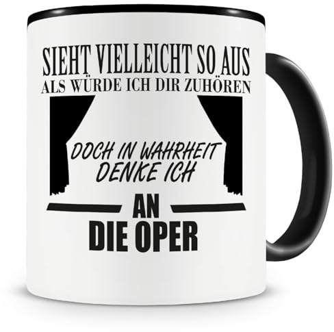 Samunshi® Ich denke an die Oper Tasse Kaffeetasse Teetasse Kaffeepott Kaffeebecher Becher 300ml schwarz
