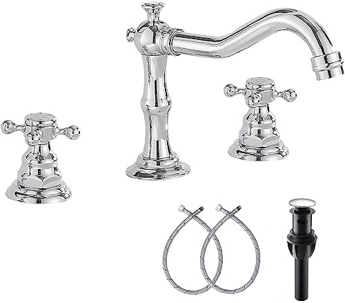 GGStudy Two Handles Three Holes Faucet Chrome 8-16 inch Widespread