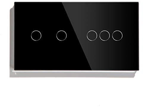 BSEED Touch Dimmer (NON-WIFI) 2 Gang 1 Way e interruttore WIFI 3 Gang 1 Way (cavo neutro necessario) compatibile con Alexa/Tuya/Gloogle Home,Pannello di vetro 157 x 86 Interruttore della luce da