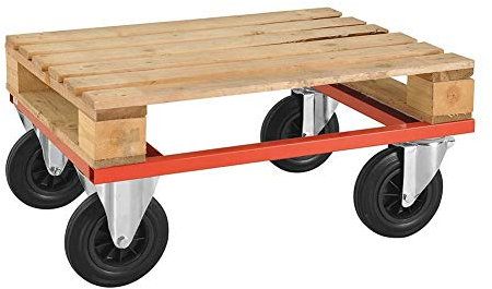 Paletten-Fahrgestell Palettenwagen, niedrig, LxBxH 800 x 600 x 270 mm, Tragkraft: 800 kg, rot