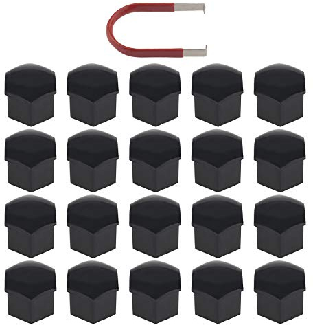 20 schwarze Radmutterkappen, Nabenschraubenabdeckungen, 21 mm Sechskantschutz mit Entfernungswerkzeug, kompatibel mit Range Rover Evoque Ducato