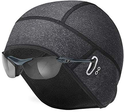 AmzKoi Skull Cap Beanie, Cycling Hat Caps for Under Helmets, Helmet Liner Fits Glasses, Windproof Thermal Fleece Stretchable Hat for Outdoor Sports Running Skiing Riding