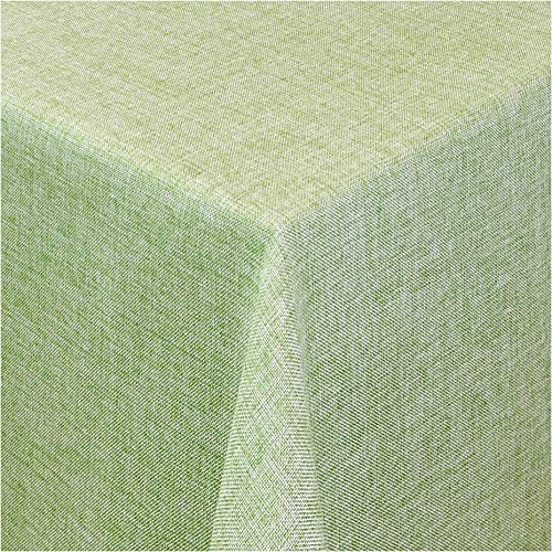 TEXMAXX Tischdecke abwaschbar eckig - 140 x 390 cm in Grün - Maßgefertigte Tischdecke Leinenoptik mit Lotuseffekt - Gartentischdecke wasserabweisend mit Fleckschutz
