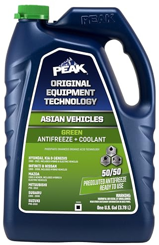 PEAK OET Extended Life Green 50/50 Prediluted Antifreeze/Coolant for Asian Vehicles, 1 Gal.