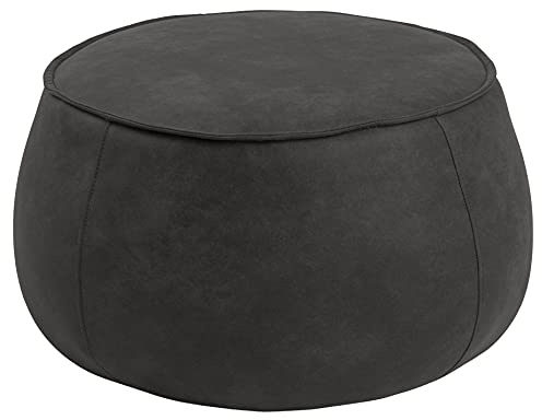 AC Design Furniture Mia runde Ottomane, H: 60 x B: 60 x T: 34 cm, Anthrazit, Stoff, 1 Stk.