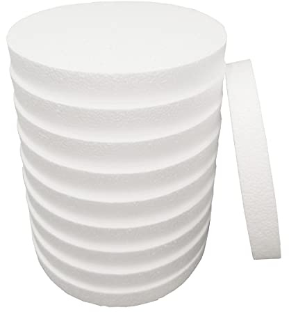 FFchuanhe 8in 10pcs Foam Circles for Crafts Styrofoam Circles Dics 1 Thick | Smooth White Polystyrene Foam, Fake Cake and Decorations, Sculpture, Modeling, Arts and Crafts Supplies