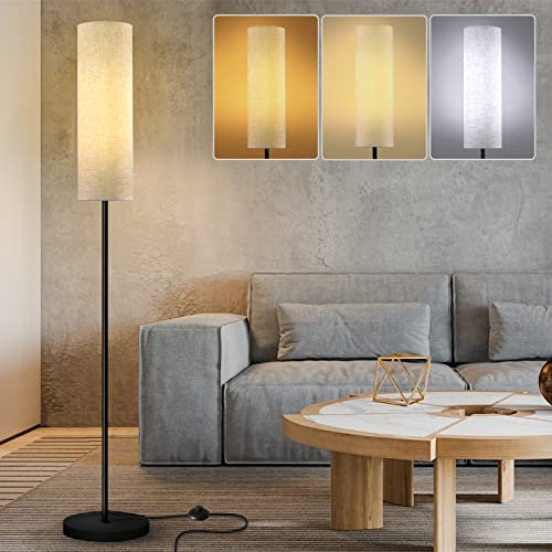 Fortand LED Lampada a Stelo da Terra 3 Temperature Colore, 12W, Moderna, per Salotto, Pavimento, con Interruttore a Pedale, per Soggiorno, Ufficio