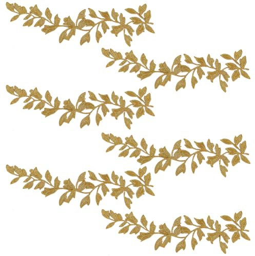 WEBEEDY 6 Stück Blätter Applikationen Waldreben Spitzenborte Leaf Pattern Aufnäher Nähflicken für DIY Kostüm Kunst Handwerk Projekte