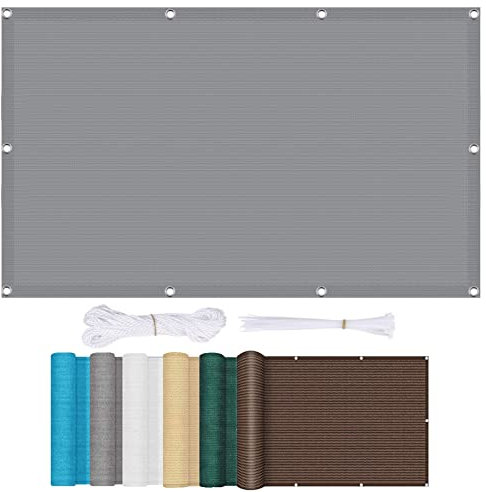 Sunsegel Rechteckig Atmungsaktive 4.5 x 7 m Atmungsaktiv Kühlend Balkonverkleidung Sichtschutz mit Ösen und Befestigungsseile für Patio Hinterhof Rasengarten, Grau