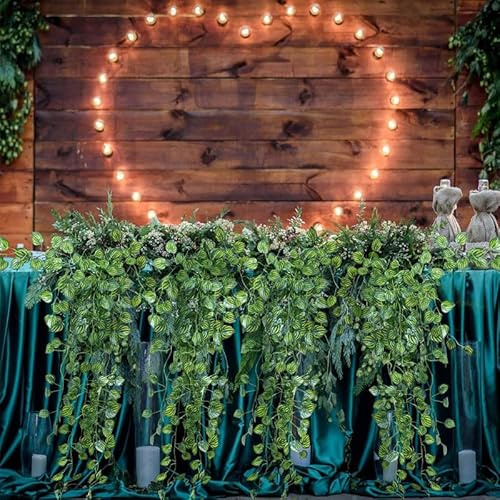 12 x Strands Watermelon Garland 84 feet Fake Vines Artificial Ivy Leaves Plants Hanging Greenery Plant Garland for Bedroom Office Wall Decor Indoor Outdoors