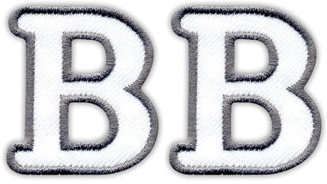 Set mit zwei – Buchstabe B – weiß – zum Aufnähen – bestickter Aufnäher/Abzeichen/Emblem