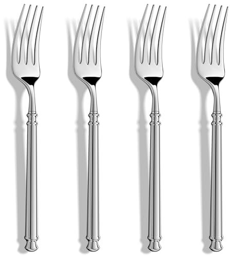 Persify Dinner Forks,Manual Forged 18/10 Stainless Steel Silverware Forks,Modern Round Handle Cutlery Table Forks,Set of 4,Mirror Finish and Dishwasher Safe