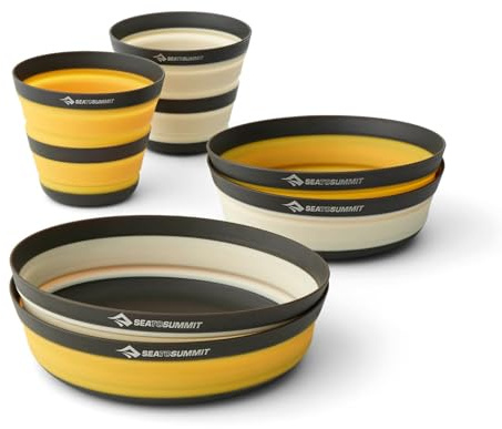 Sea to Summit Frontier Ultralight Collapsible Dinnerware Set, 2-Person (2 Medium Bowls, 2 Large Bowls, 2 Cups)