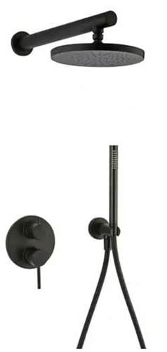 Paini Cox SET Doccia Incasso Completo Nero Opaco Soffione + Doccetta + Miscelatore con Deviatore