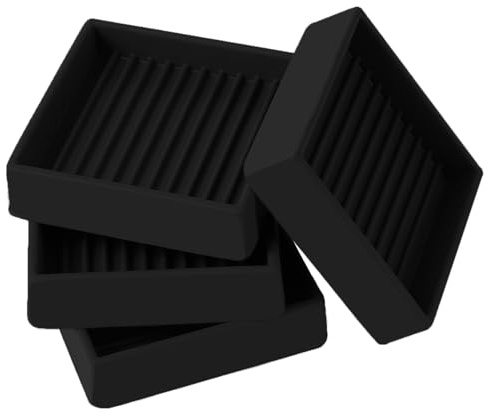 2x2 Square Rubber Furniture Caster Cups, Anti-Sliding Furniture Pads Bed Stopper Floor Protectors with Grip - Protect Any Flooring