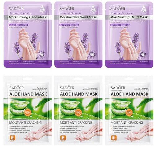 LICHENGTAI Masques pour Les Mains, Masques à L'aloe Vera, Masques à La Lavande, Masque Hydratant pour Tous Les Types de Peau, Masque à Main pour Sèches Vieillissantes et Gercées